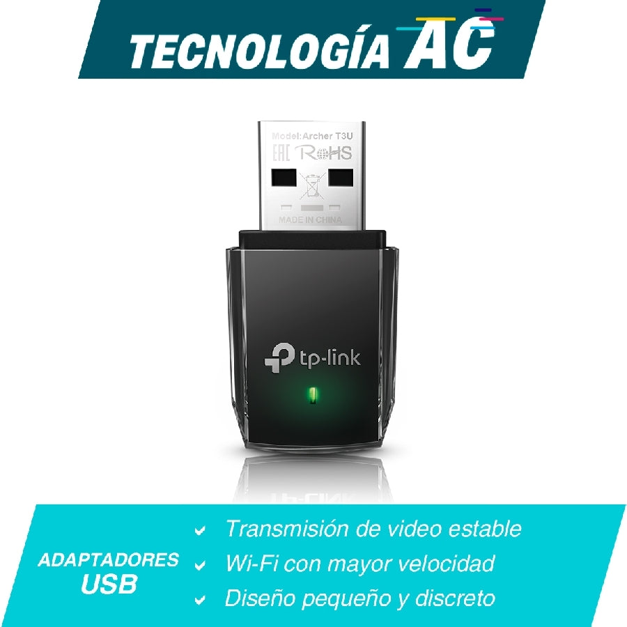 Tarjeta de Red TP-Link Archer T3U USB - Dual Band AC 1300 Mini