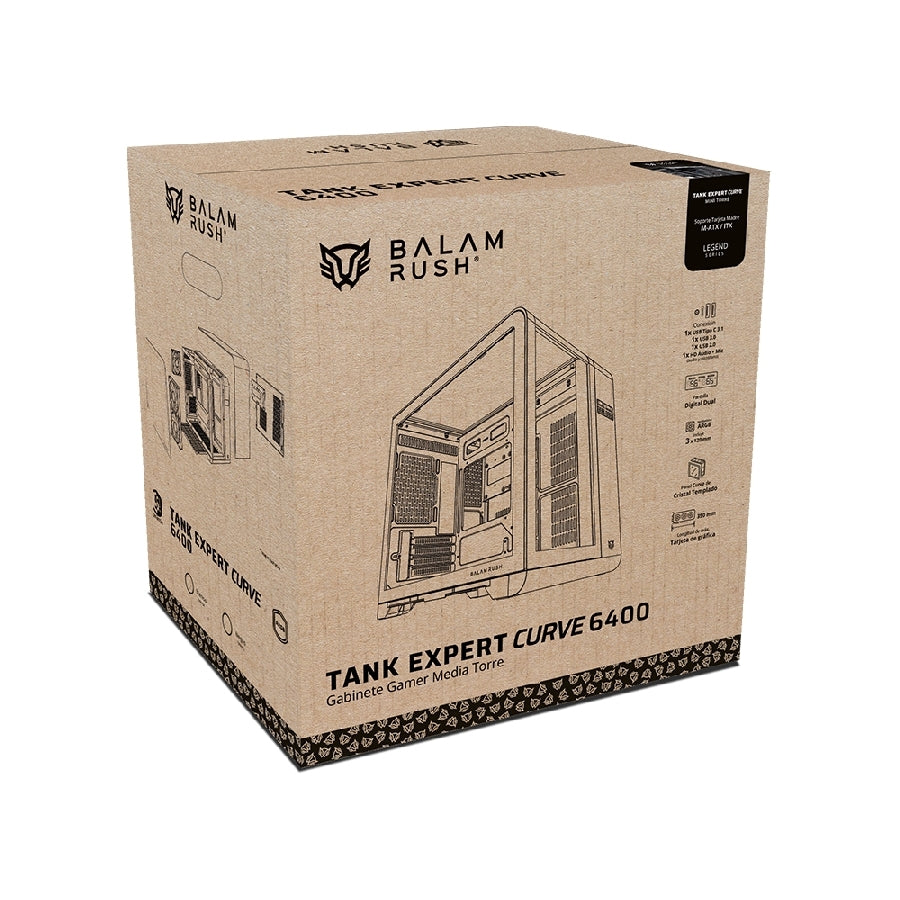 Gabinete Gamer Balam Rush Tank Expert Curve 6400 - Mini Torre MATX, 3 Ventiladores ARGB
