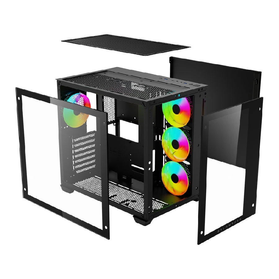 Gabinete Gamer Balam Rush Tank Pro BR-935944 - Mini Torre ATX, Cristal Templado RGB
