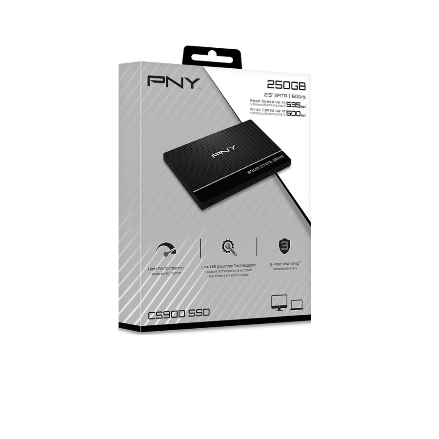 SSD PNY CS900 250GB 2.5 SATA - Lectura 535MB/s, Escritura 500MB/s