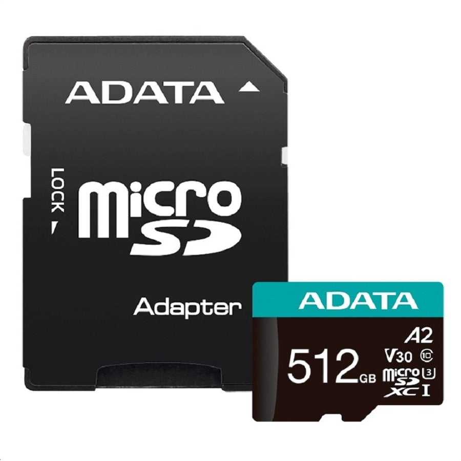 Memoria ADATA Micro SDXC 512GB UHS-I Clase 10 V30 A2 con Adaptador