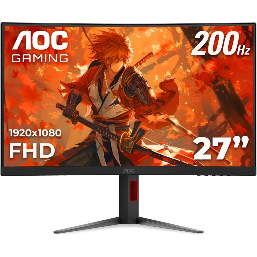 Monitor Gamer AOC C27G4H2 27 Pulgadas Curvo 200Hz 1ms - Negro y Rojo